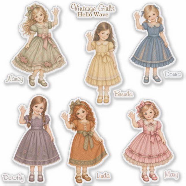 Vintage Girls: Hello Wave Collection Stickers (Front)