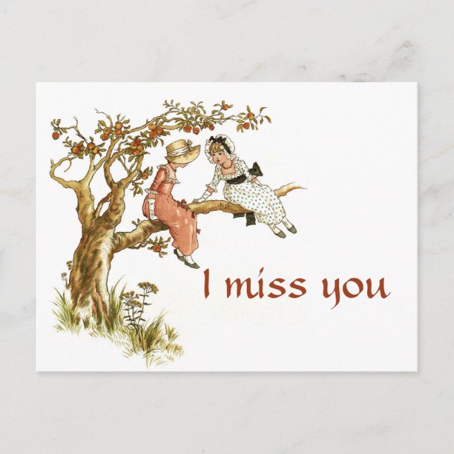 Vintage Girls I Miss You Postcard (Front)