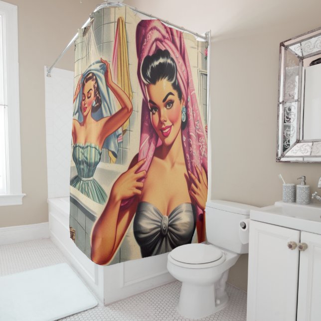 Vintage Girls Shower Illustration (In Situ)