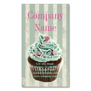 vintage girly cake catering bakery cupcake Magnetic business card