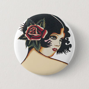 Vintage Girly Girl 2 Inch Round Button