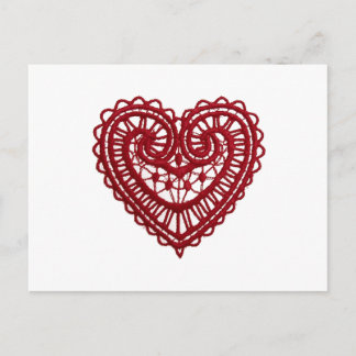Vintage Girly Red Lace Heart Postcard