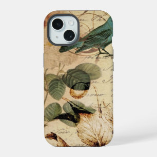 vintage girly rose scripts bird floral  fashion iPhone 15 case