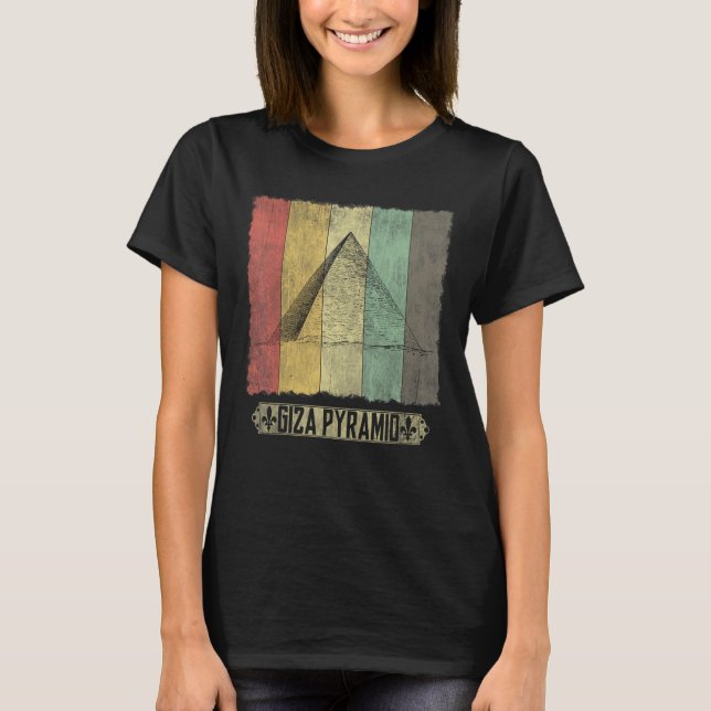 Vintage Giza Pyramids Ancient Egyptian Architectur T-Shirt (Front)