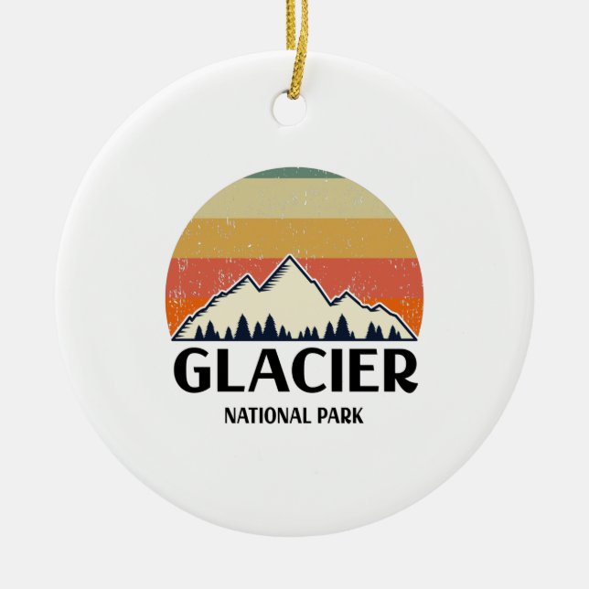 Vintage Glacier National Park Ceramic Ornament (Front)