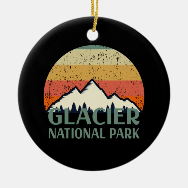 Vintage Glacier National Park Ceramic Ornament (Front)