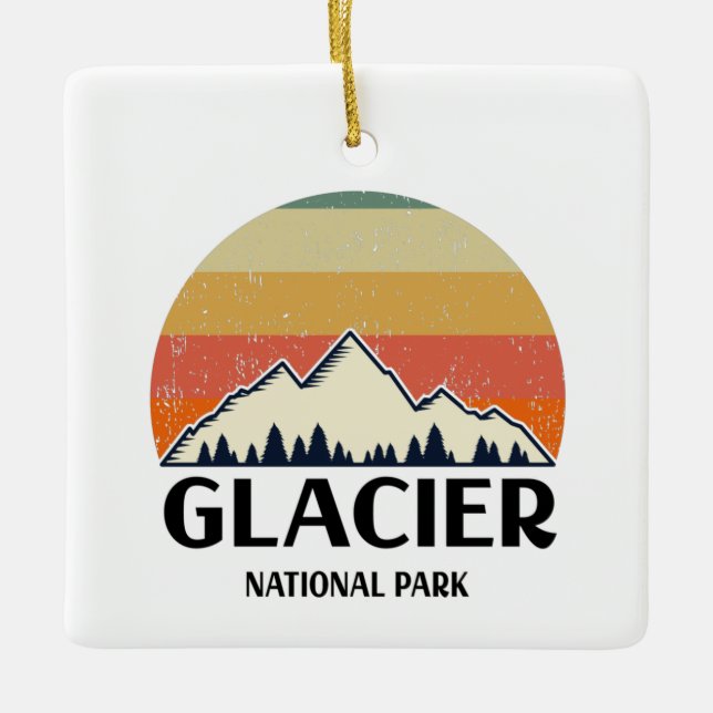 Vintage Glacier National Park Ceramic Ornament (Front)