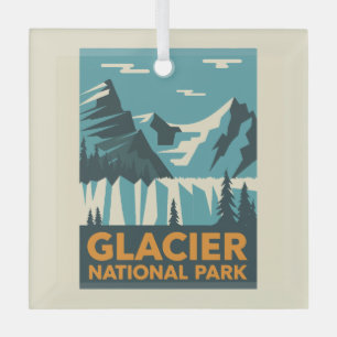 Vintage Glacier National Park Glass Ornament