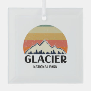 Vintage Glacier National Park Glass Ornament