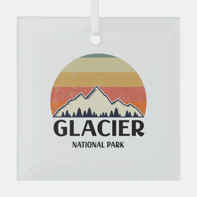 Vintage Glacier National Park Glass Ornament (Front)