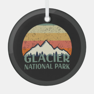 Vintage Glacier National Park Glass Ornament