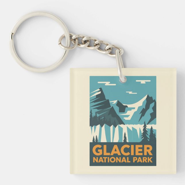 Vintage Glacier National Park Keychain (Front)