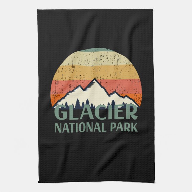 Vintage Glacier National Park Kitchen Towel (Vertical)