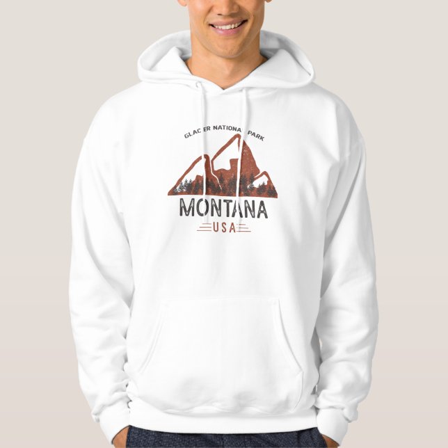 Vintage Glacier National Park Montana Hoodie (Front)