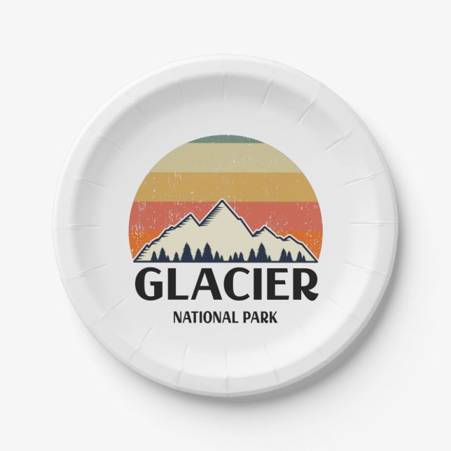 Vintage Glacier National Park Paper Plate (Front)