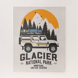 Vintage Glacier National Park Road Trip Montana  Jigsaw Puzzle