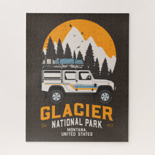 Vintage Glacier National Park Road Trip Montana   Jigsaw Puzzle