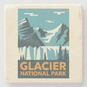 Vintage Glacier National Park Stone Coaster