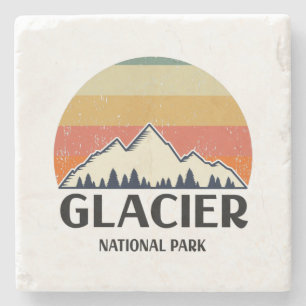 Vintage Glacier National Park Stone Coaster