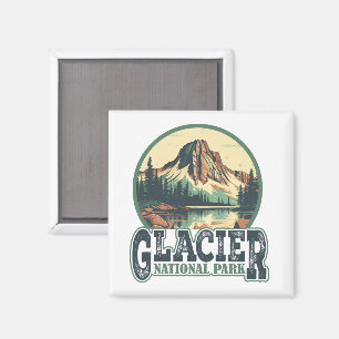 Vintage Glacier National Park Travel Postcard Magnet