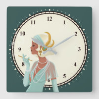 Vintage Glam 1920s Lady Minutes Numbers Turquoise
