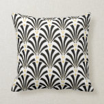 Vintage Glam Art Deco Palmetto Fans Throw Pillow<br><div class="desc">1920s art deco era inspired palmettos patterned throw pillows in black and white with elegant gold/yellow accents. Harken back to more glamourous times with these throw pillows that are sure to wow your guests.</div>