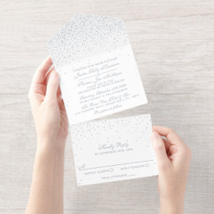 Vintage Glam Confetti Wedding Real Foil Pressed All In One Invitation