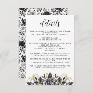 Vintage Glam Floral Wedding Enclosure Card