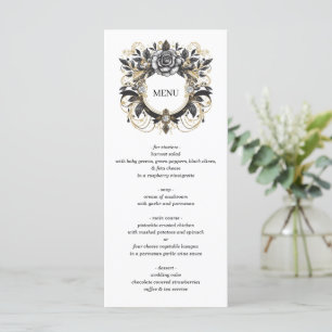 Vintage Glam Floral Wedding Menu