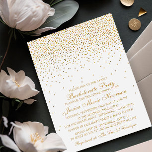 Vintage Glam Gold Confetti Bachelorette Party Invitation
