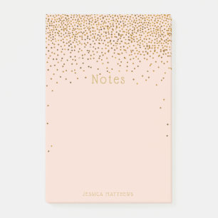 Vintage Glam Gold Confetti Blush Pink Post-it Notes