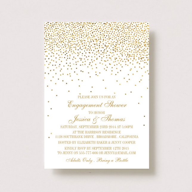 Vintage Glam Gold Confetti Engagement Shower Invitation (Creator Uploaded)