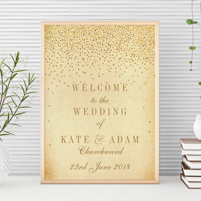 Vintage Glam Gold Confetti Mariage Affiche de bien (Créateur téléchargé)