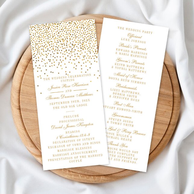 Vintage Glam Gold Confetti Wedding Program (Creator Uploaded)
