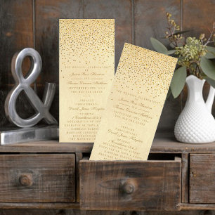 Vintage Glam Gold Confetti Wedding Program