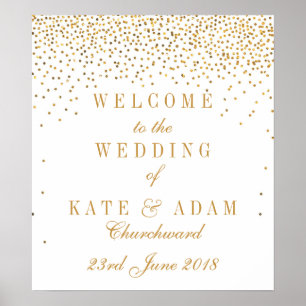 Vintage Glam Gold Confetti Wedding Welcome Sign