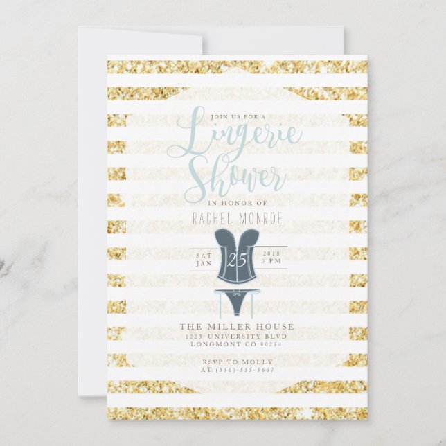 Vintage Glam Lingerie Shower Invite (Front)