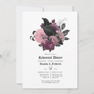 Vintage Glam Mauve Raven Gothic Rehearsal Dinner Invitation