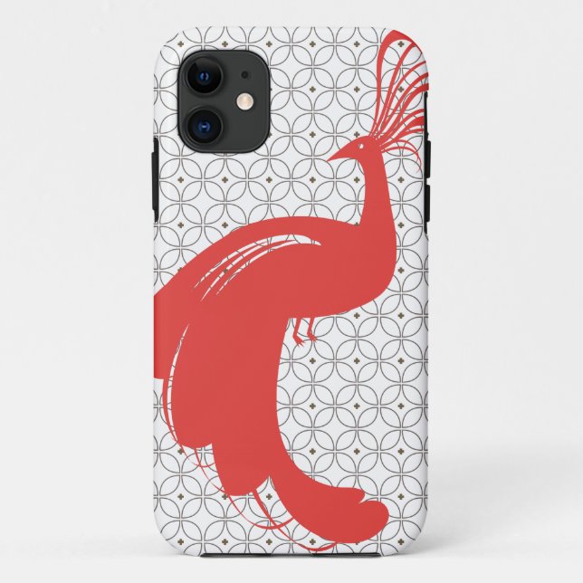 VINTAGE GLAM PEACOCK in Red iPhone 5 Case (Back)