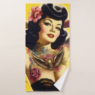 Vintage Glam Pin-up Bath Towel