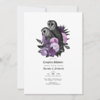 Vintage Glam Purple Owls Gothic Couples Shower