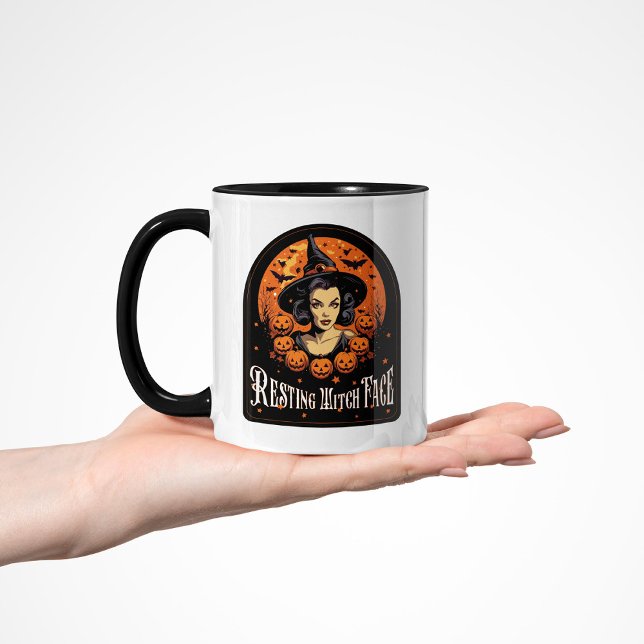 Vintage Glam Resting Witch Face Funny Halloween Mug (Creator Uploaded)