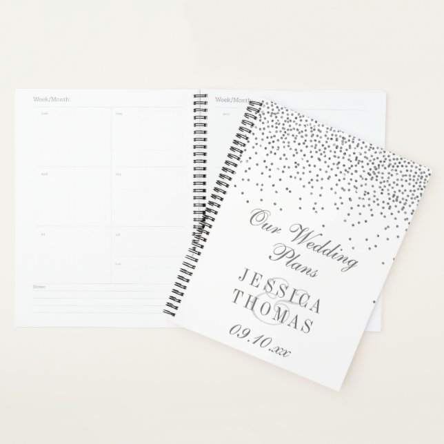 Vintage Glam Silver Confetti Mariage (Devant avec enveloppe)