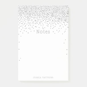 Vintage Glam Silver Confetti Post-it Notes