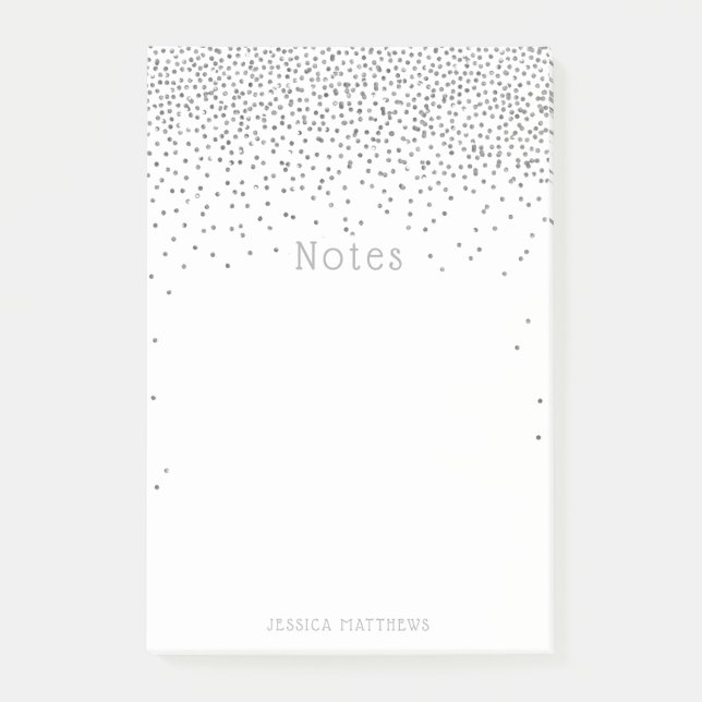 Vintage Glam Silver Confetti Post-it Notes (Front)