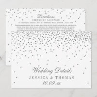 Vintage Glam Silver Confetti Wedding Detail Cards