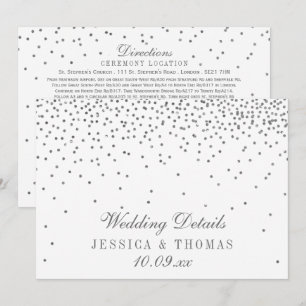 Vintage Glam Silver Confetti Wedding Detail Cards