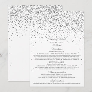 Vintage Glam Silver Confetti Wedding Detail Cards