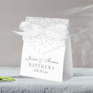 Vintage Glam Silver Confetti Wedding Favor Box