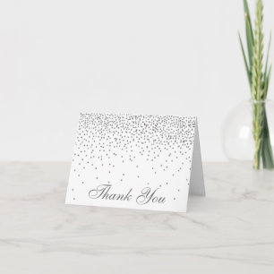 Vintage Glam Silver Confetti Wedding Thank You Card